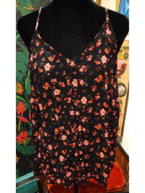 Floral Black Sleeveless  A-LineTank Top XXL No Boundaries